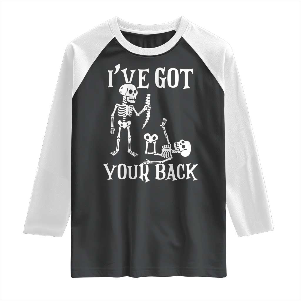 Funny I Got Your Back Raglan Shirt Halloween Skeleton Skull TS11 Black White Print Your Wear