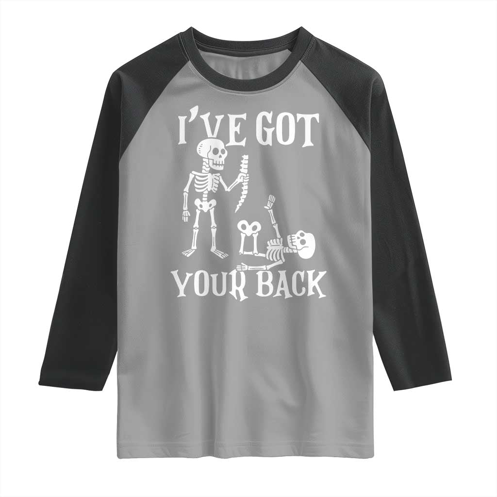 Funny I Got Your Back Raglan Shirt Halloween Skeleton Skull TS11 Sport Gray Black Print Your Wear