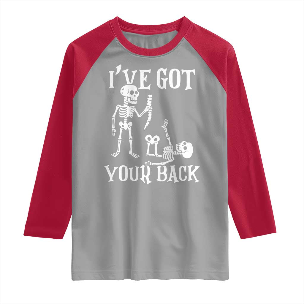 Funny I Got Your Back Raglan Shirt Halloween Skeleton Skull TS11 Sport Gray Red Print Your Wear