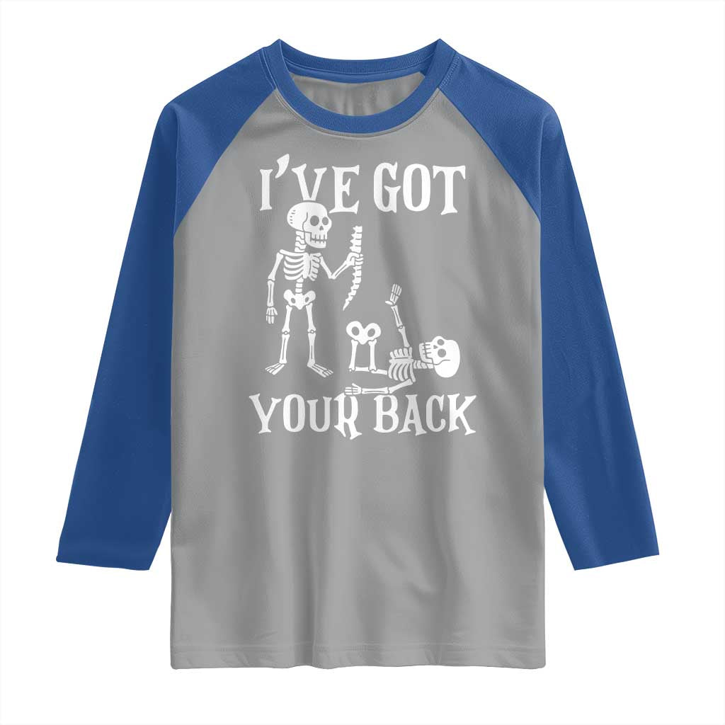 Funny I Got Your Back Raglan Shirt Halloween Skeleton Skull TS11 Sport Gray Royal Print Your Wear