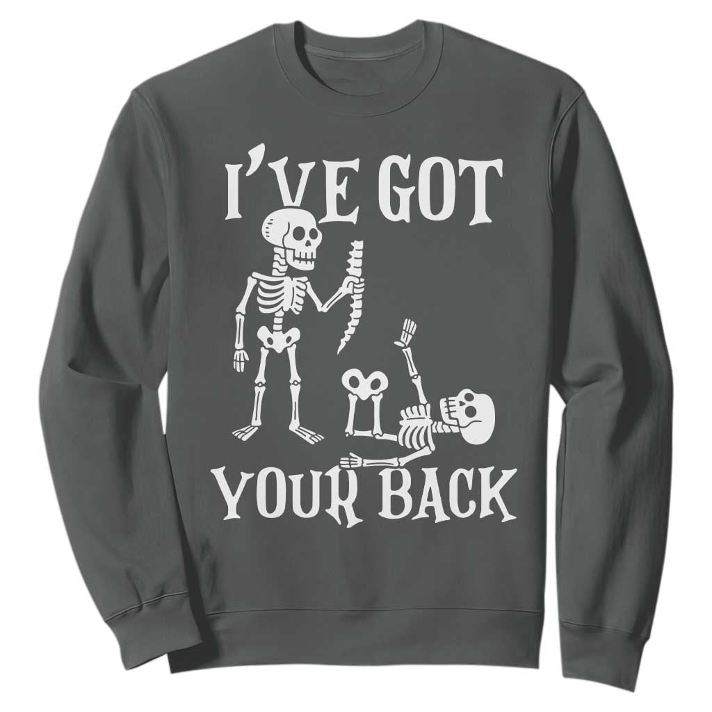 Funny I Got Your Back Sweatshirt Halloween Skeleton Skull TS11 Dark Heather Print Your Wear