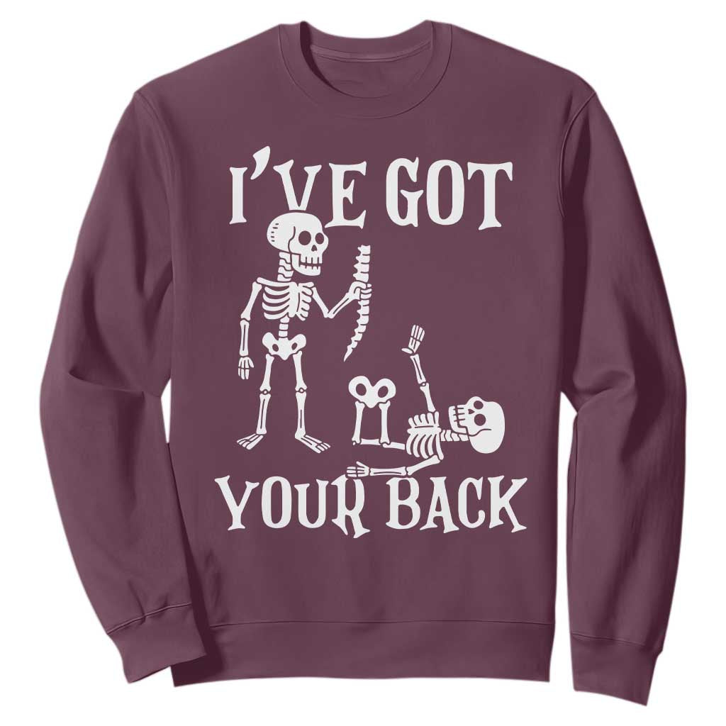 Funny I Got Your Back Sweatshirt Halloween Skeleton Skull TS11 Maroon Print Your Wear