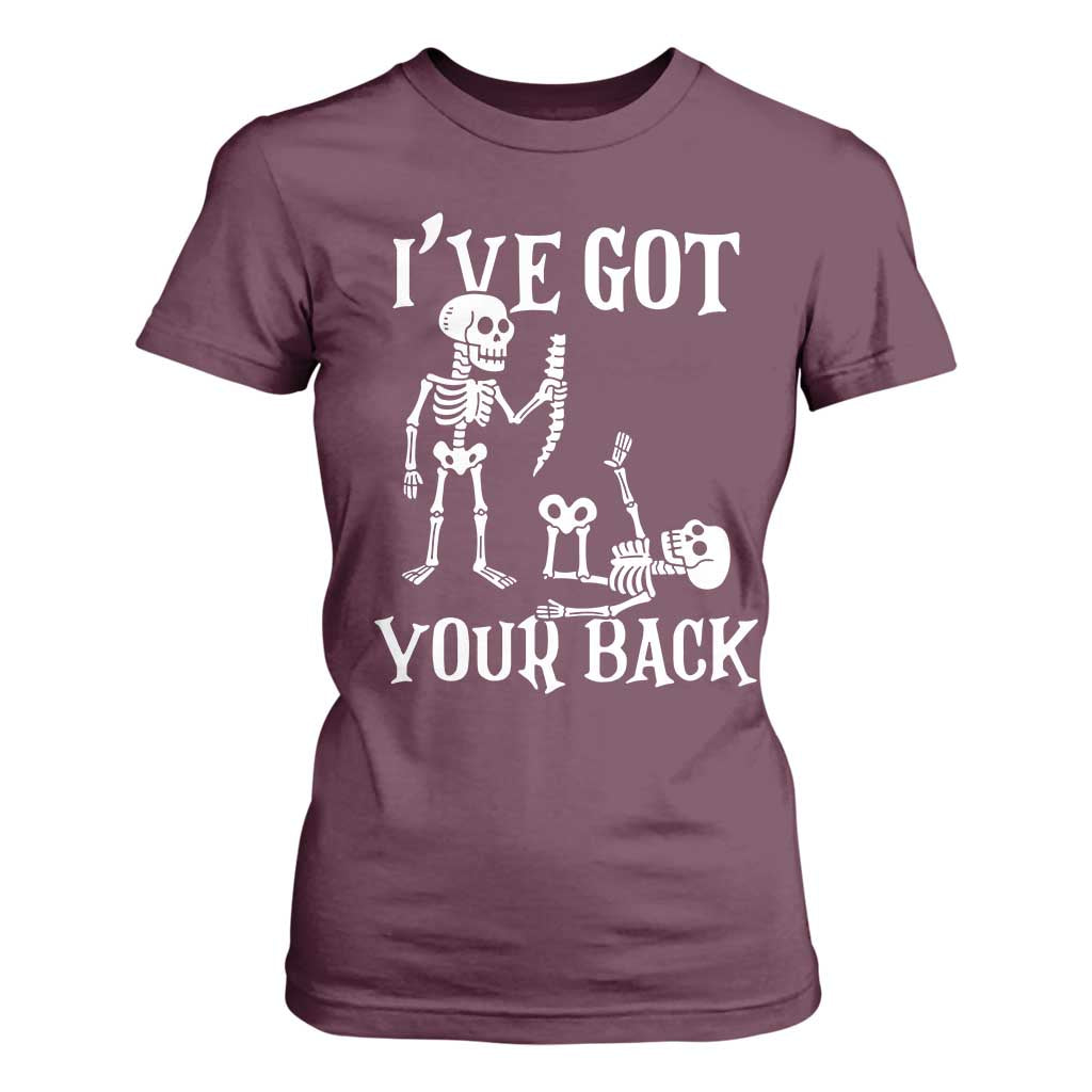 Funny I Got Your Back T Shirt For Women Halloween Skeleton Skull TS11 Maroon Print Your Wear