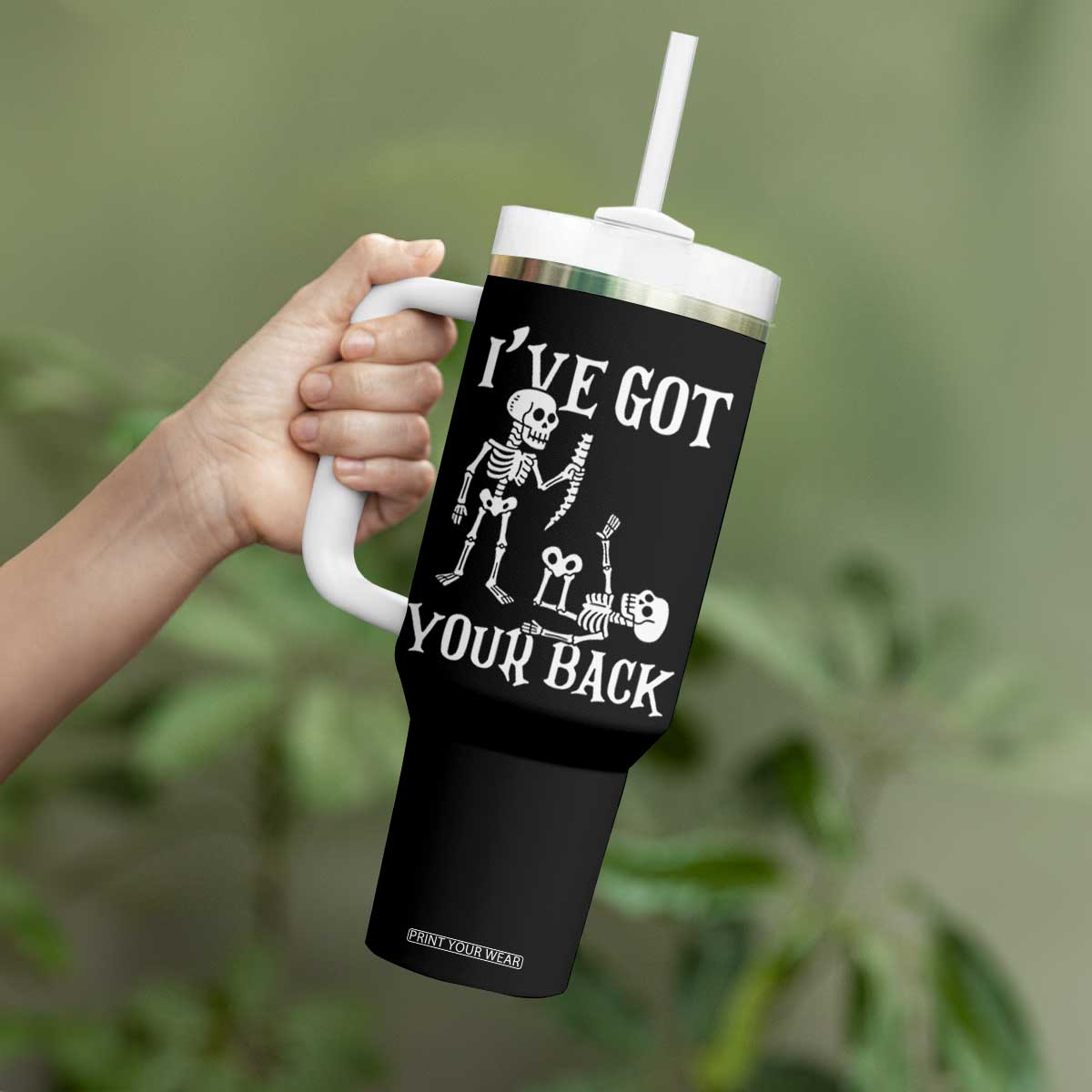 Funny I Got Your Back Tumbler With Handle Halloween Skeleton Skull TS11 Print Your Wear
