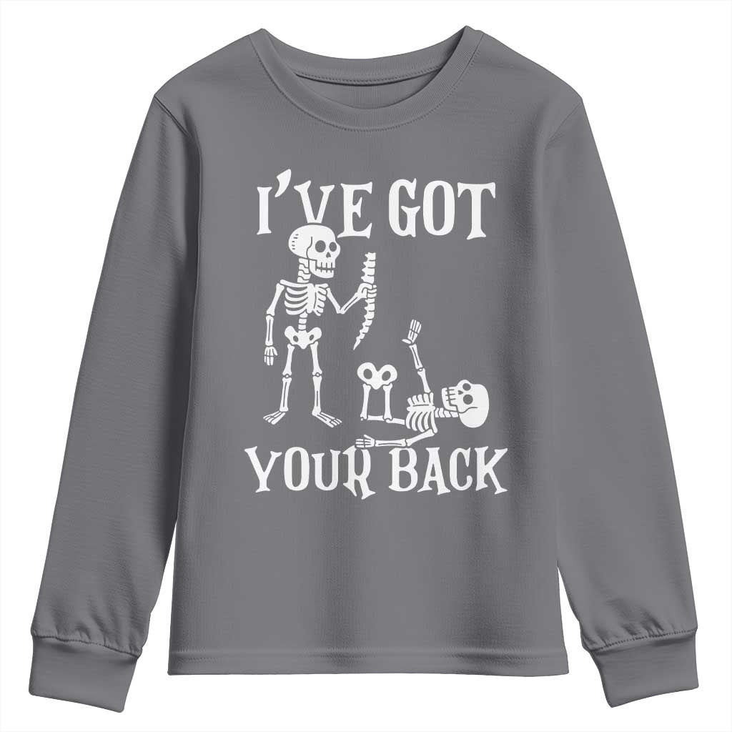Funny I Got Your Back Youth Sweatshirt Halloween Skeleton Skull TS11 Charcoal Print Your Wear