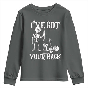 Funny I Got Your Back Youth Sweatshirt Halloween Skeleton Skull TS11 Dark Heather Print Your Wear