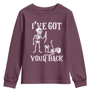 Funny I Got Your Back Youth Sweatshirt Halloween Skeleton Skull TS11 Maroon Print Your Wear