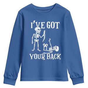 Funny I Got Your Back Youth Sweatshirt Halloween Skeleton Skull TS11 Royal Blue Print Your Wear
