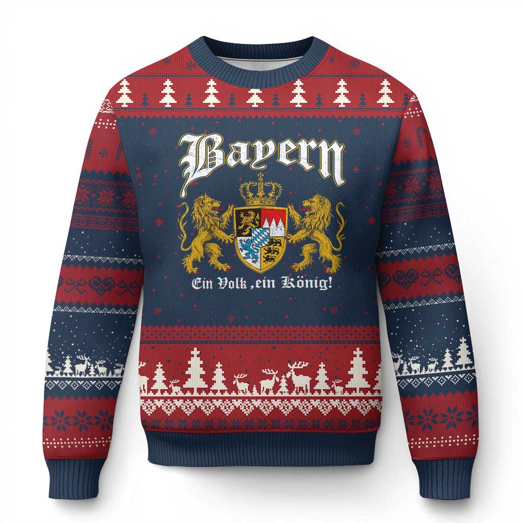 Bavarian German Pride Ugly Christmas Sweater Bayern Ein Volk Ein Konig TS11 Navy Red Print Your Wear
