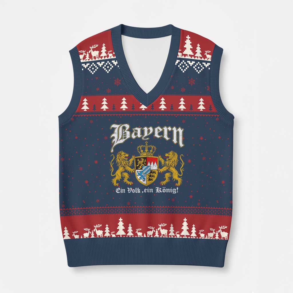 Bavarian German Pride V-Neck Knit Sweater Vest Bayern Ein Volk Ein Konig TS11 Navy Red Print Your Wear