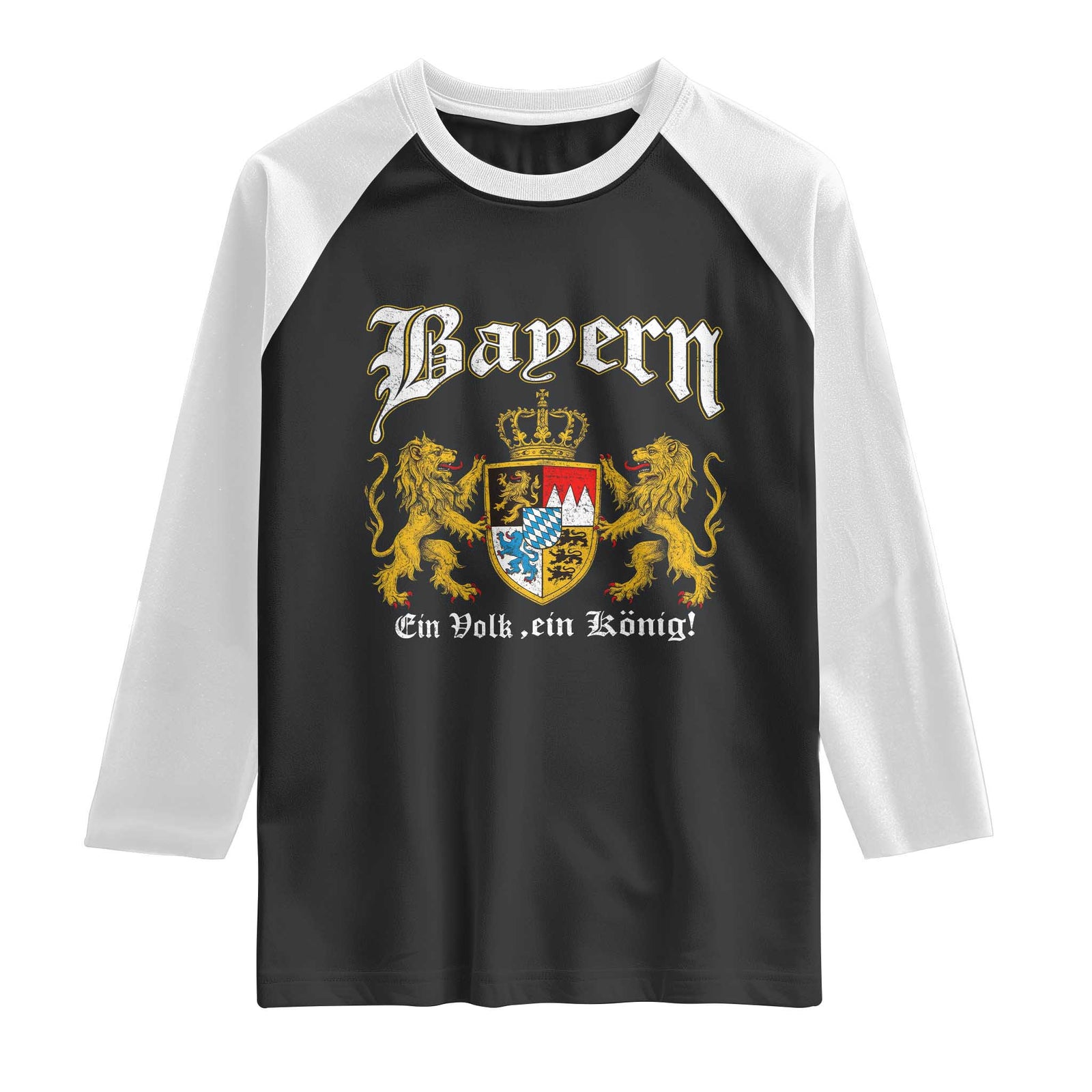 Bavarian German Pride Raglan Shirt Bayern Ein Volk Ein Konig TS11 Black White Print Your Wear