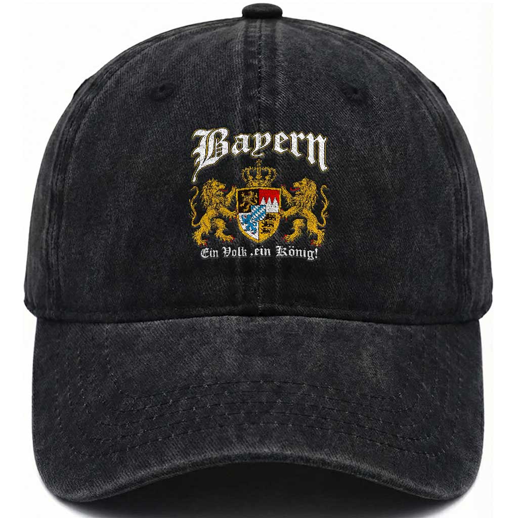 Bavarian German Pride Washed Cotton Baseball Cap Bayern Ein Volk Ein Konig TS11 Print Your Wear