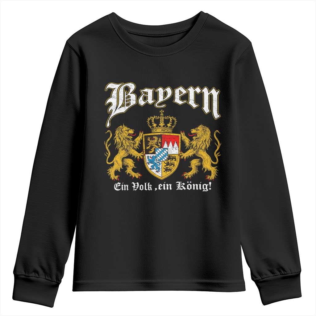 Bavarian German Pride Youth Sweatshirt Bayern Ein Volk Ein Konig TS11 Black Print Your Wear