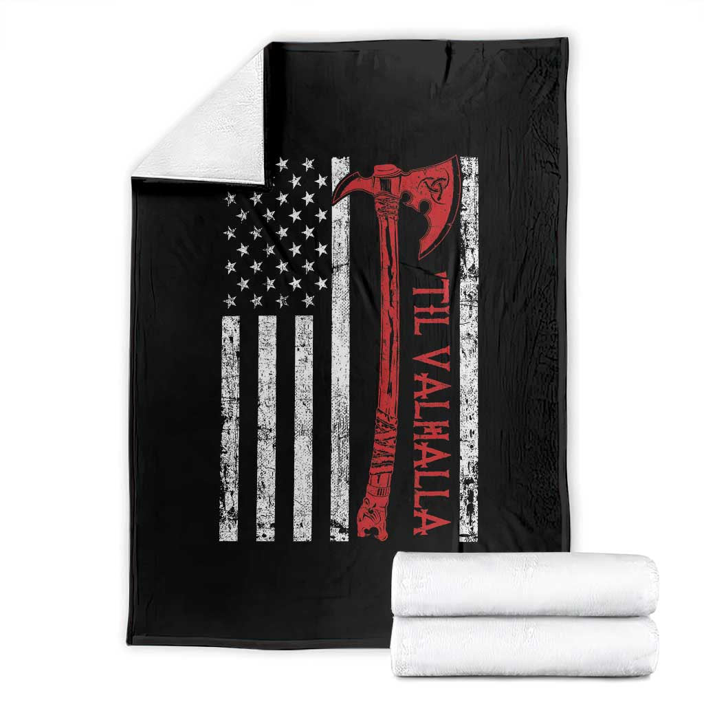 Viking Til Valhalla Throw Blanket Norse Mythology Axe USA Flag TS11 Black Print Your Wear