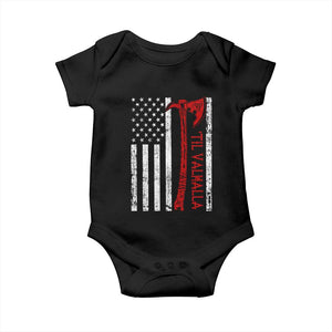 Viking Til Valhalla Baby Onesie Norse Mythology Axe USA Flag TS11 Black Print Your Wear