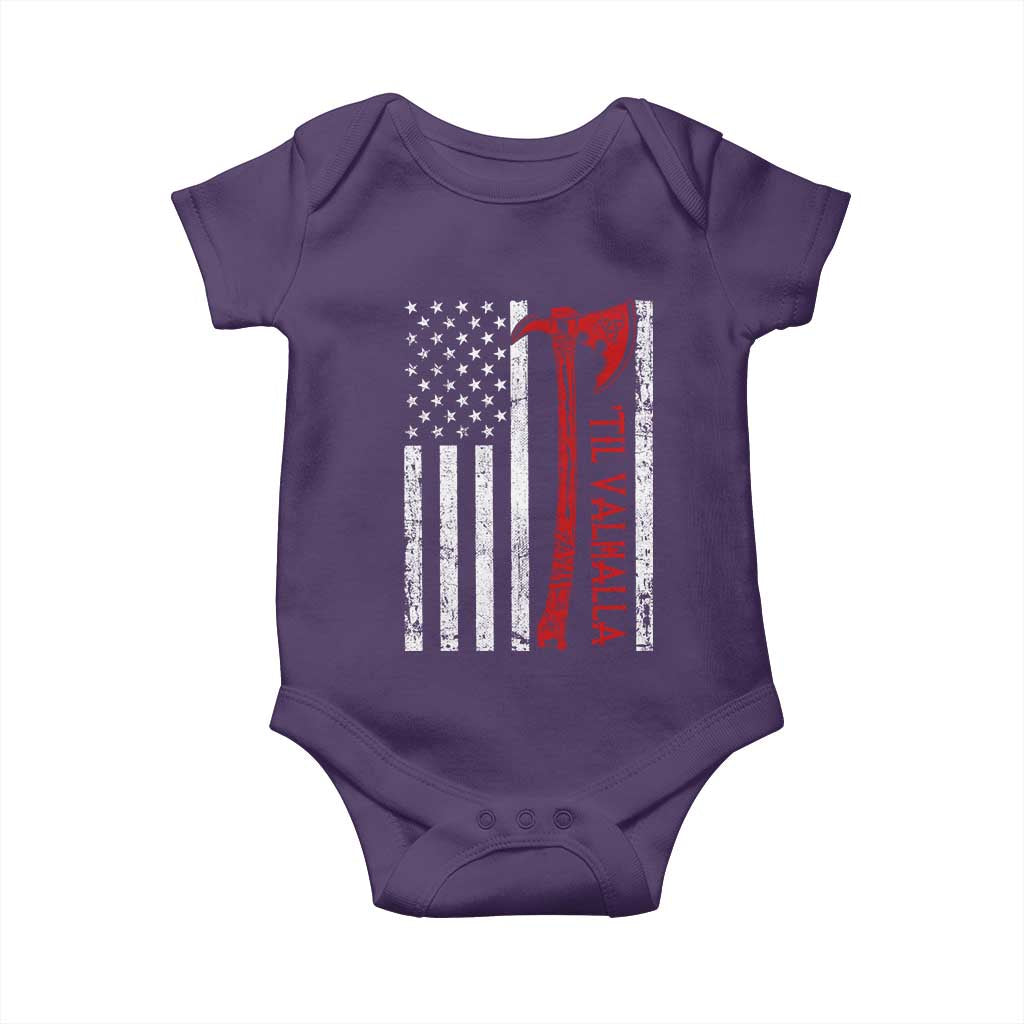 Viking Til Valhalla Baby Onesie Norse Mythology Axe USA Flag TS11 Purple Print Your Wear