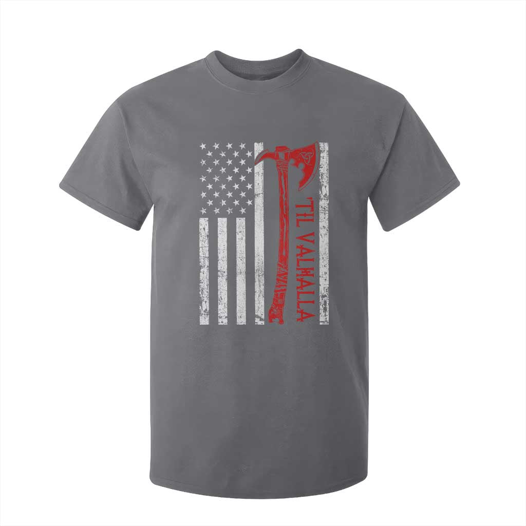 Viking Til Valhalla T Shirt For Kid Norse Mythology Axe USA Flag TS11 Charcoal Print Your Wear