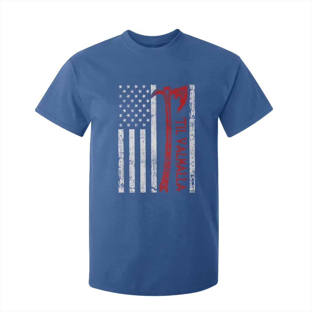 Viking Til Valhalla T Shirt For Kid Norse Mythology Axe USA Flag TS11 Royal Blue Print Your Wear