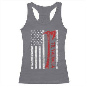 Viking Til Valhalla Racerback Tank Top Norse Mythology Axe USA Flag TS11 Charcoal Print Your Wear