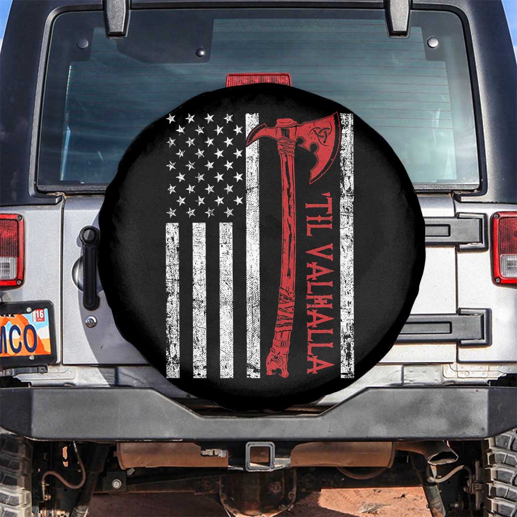 Viking Til Valhalla Spare Tire Cover Norse Mythology Axe USA Flag TS11 No hole Black Print Your Wear