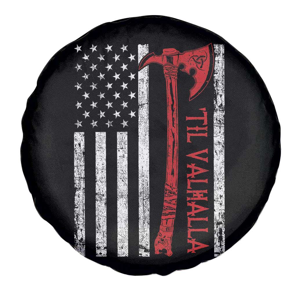 Viking Til Valhalla Spare Tire Cover Norse Mythology Axe USA Flag TS11 Print Your Wear