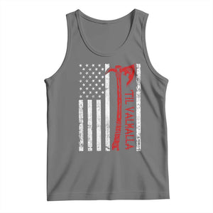 Viking Til Valhalla Tank Top Norse Mythology Axe USA Flag TS11 Black Heather Print Your Wear