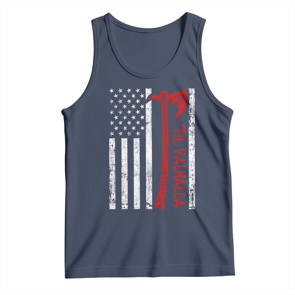 Viking Til Valhalla Tank Top Norse Mythology Axe USA Flag TS11 Navy Print Your Wear