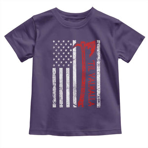 Viking Til Valhalla Toddler T Shirt Norse Mythology Axe USA Flag TS11 Purple Print Your Wear