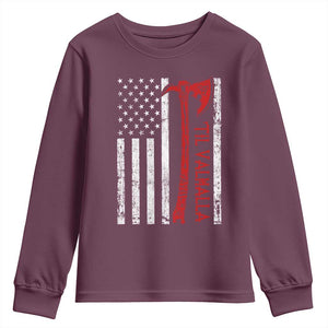 Viking Til Valhalla Youth Sweatshirt Norse Mythology Axe USA Flag TS11 Maroon Print Your Wear