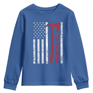 Viking Til Valhalla Youth Sweatshirt Norse Mythology Axe USA Flag TS11 Royal Blue Print Your Wear