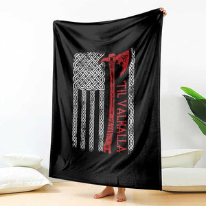 Viking Til Valhalla Throw Blanket Norse Mythology Axe Celtic Knot USA Flag TS11 Print Your Wear