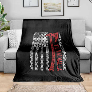 Viking Til Valhalla Throw Blanket Norse Mythology Axe Celtic Knot USA Flag TS11 Print Your Wear