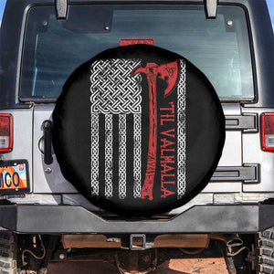 Viking Til Valhalla Spare Tire Cover Norse Mythology Axe Celtic Knot USA Flag TS11 No hole Black Print Your Wear