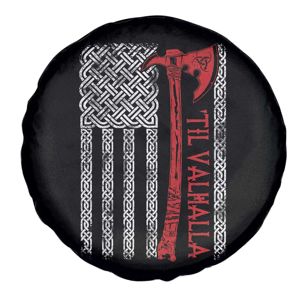 Viking Til Valhalla Spare Tire Cover Norse Mythology Axe Celtic Knot USA Flag TS11 Print Your Wear