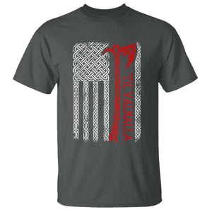 Viking Til Valhalla T Shirt Norse Mythology Axe Celtic Knot USA Flag TS11 Dark Heather Print Your Wear