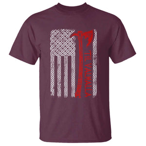Viking Til Valhalla T Shirt Norse Mythology Axe Celtic Knot USA Flag TS11 Maroon Print Your Wear