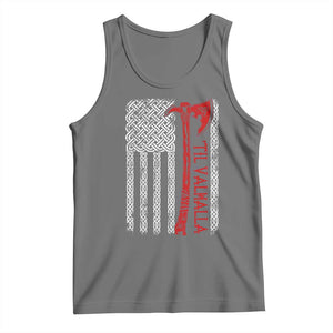 Viking Til Valhalla Tank Top Norse Mythology Axe Celtic Knot USA Flag TS11 Black Heather Print Your Wear