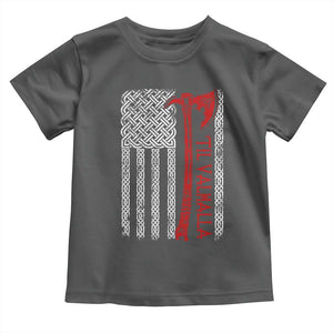 Viking Til Valhalla Toddler T Shirt Norse Mythology Axe Celtic Knot USA Flag TS11 Dark Heather Print Your Wear
