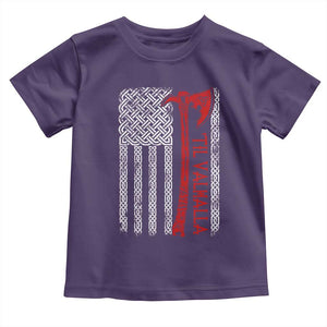 Viking Til Valhalla Toddler T Shirt Norse Mythology Axe Celtic Knot USA Flag TS11 Purple Print Your Wear