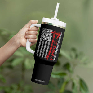 Viking Til Valhalla Tumbler With Handle Norse Mythology Axe Celtic Knot USA Flag TS11 Print Your Wear