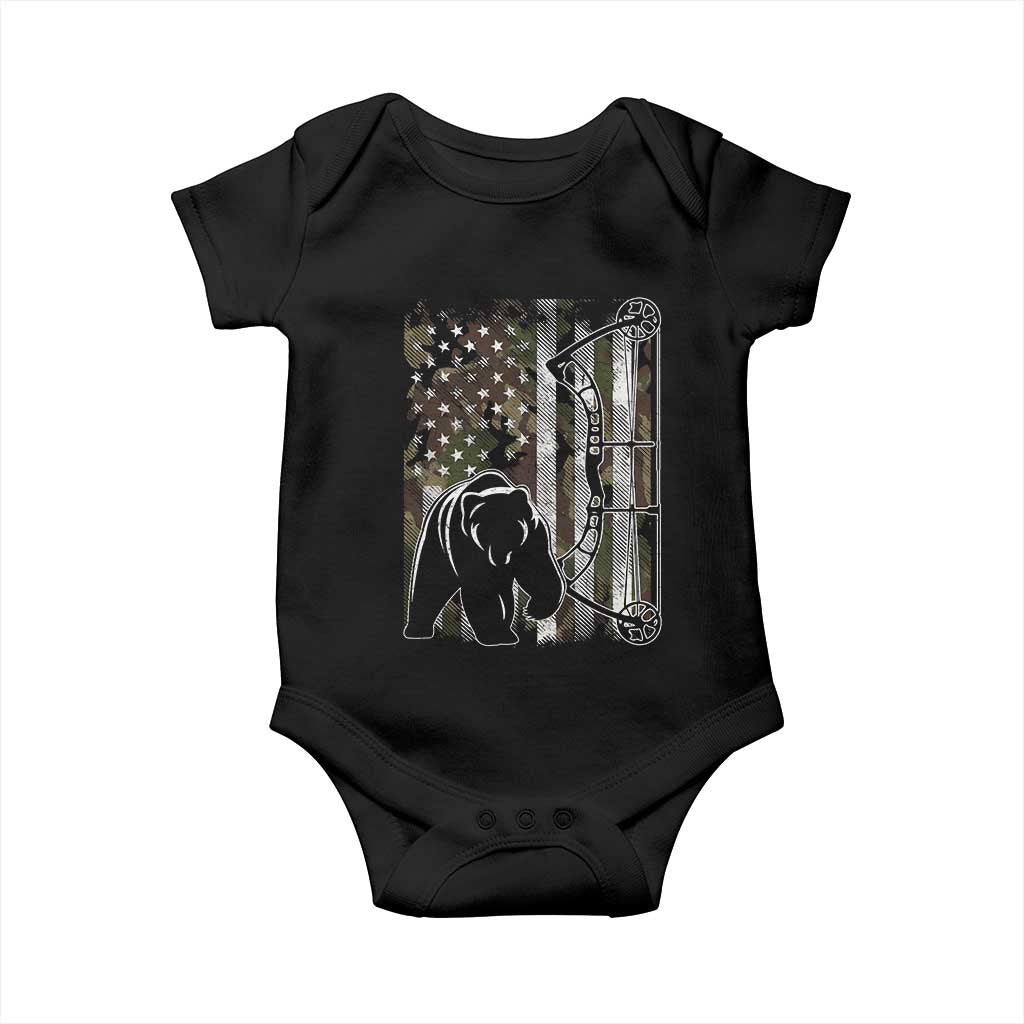 Bear Bowhunting Bow Archery Vintage Camo American Flag Baby Onesie TS11 Black Print Your Wear