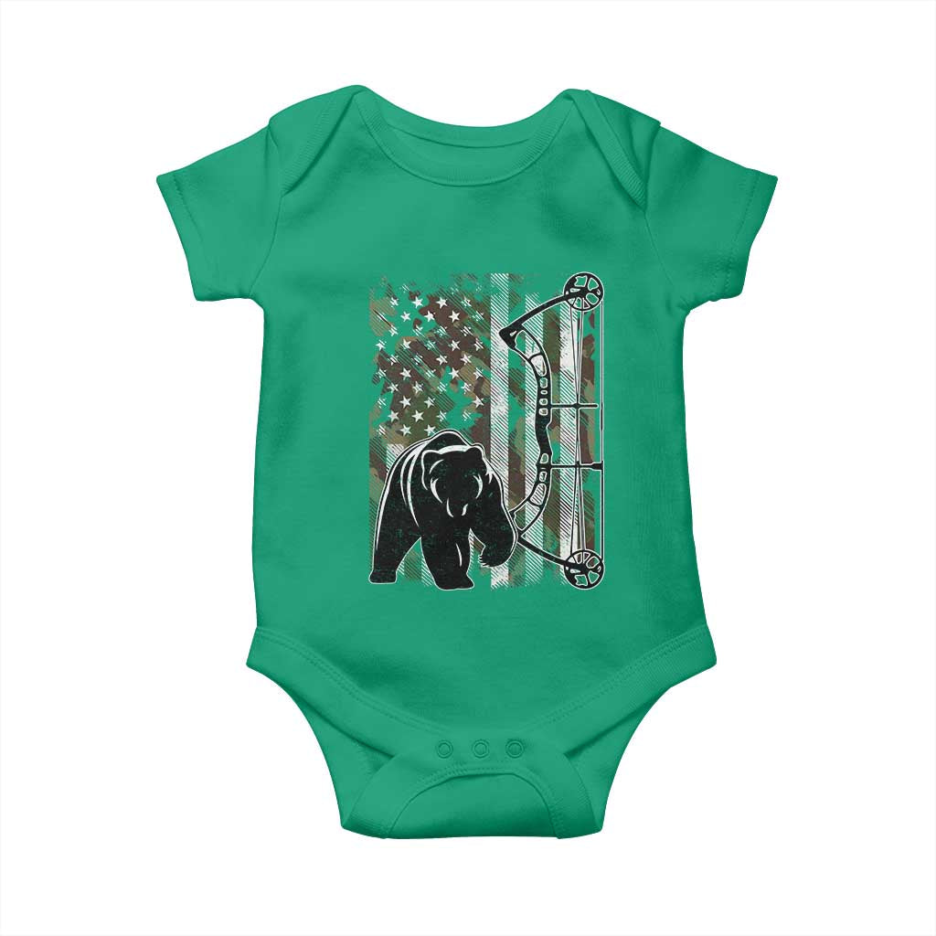 Bear Bowhunting Bow Archery Vintage Camo American Flag Baby Onesie TS11 Irish Green Print Your Wear