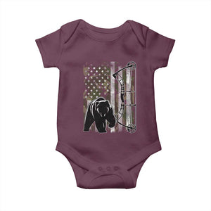 Bear Bowhunting Bow Archery Vintage Camo American Flag Baby Onesie TS11 Maroon Print Your Wear