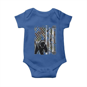 Bear Bowhunting Bow Archery Vintage Camo American Flag Baby Onesie TS11 Royal Blue Print Your Wear