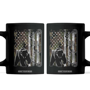 Bear Bowhunting Bow Archery Vintage Camo American Flag Coffee Mug TS11 Black Print Your Wear