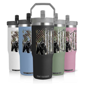 Bear Bowhunting Bow Archery Vintage Camo American Flag Flip Straw Tumbler TS11 Print Your Wear