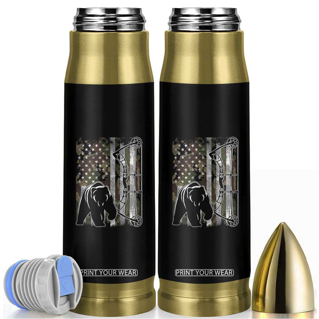 Bear Bowhunting Bow Archery Vintage Camo American Flag Bullet Tumbler TS11 Black Print Your Wear