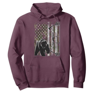 Bear Bowhunting Bow Archery Vintage Camo American Flag Hoodie TS11 Maroon Print Your Wear