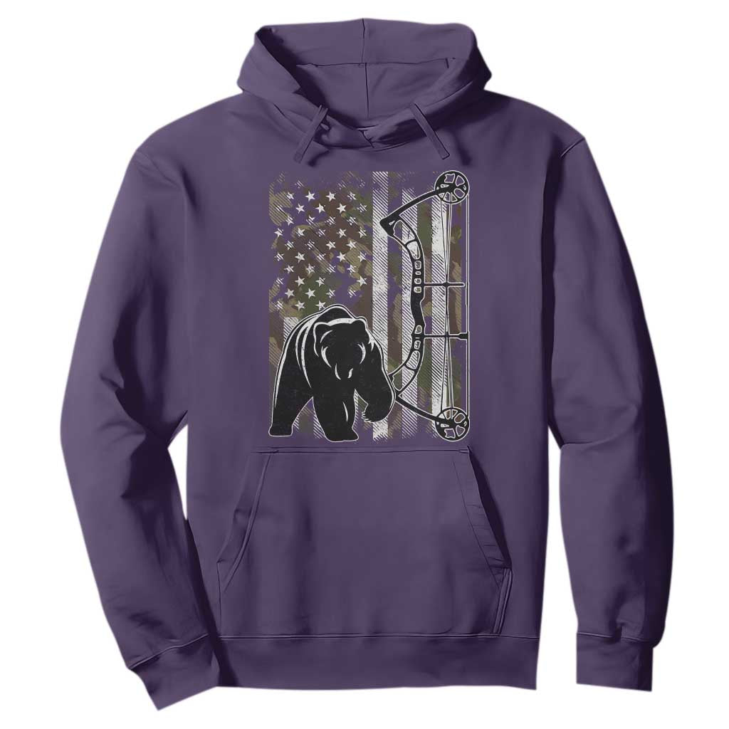 Bear Bowhunting Bow Archery Vintage Camo American Flag Hoodie TS11 Purple Print Your Wear