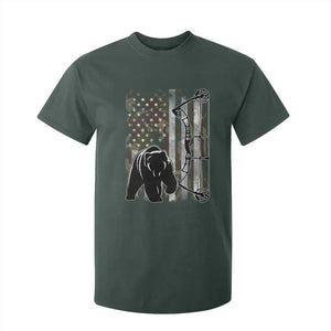 Bear Bowhunting Bow Archery Vintage Camo American Flag T Shirt For Kid TS11 Dark Forest Green Print Your Wear
